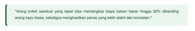 arang briket sawdust yang tepat